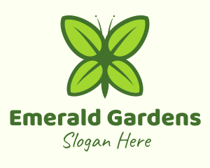 Organic Leaf Butterfly logo design