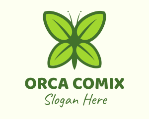 Veggie - Organic Leaf Butterfly logo design