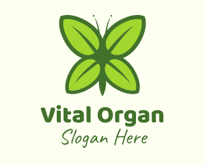 Organic Leaf Butterfly logo design