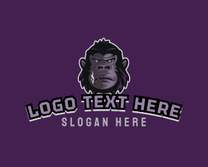 Video Game - Smoking Gamer Gorilla logo design