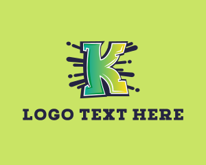 Creative - Graffiti Splatter Letter K logo design