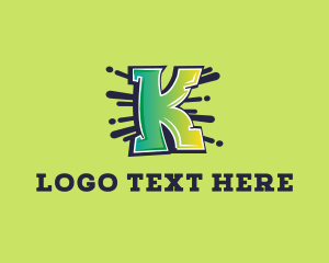 Street Art - Graffiti Splatter Letter K logo design