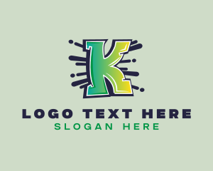 Rapper - Graffiti Splatter Letter K logo design