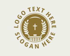Biblical - Gold Cross Wreath Parish logo design
