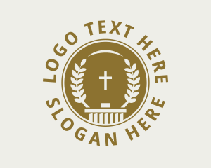 Gold Cross Wreath Parish logo design