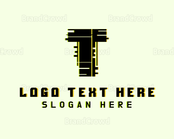 Tech Glitch Letter T Logo