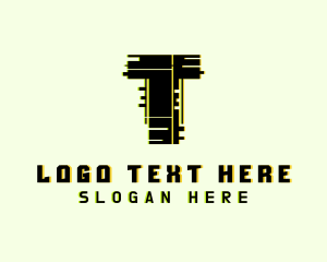 Letter T - Esports Glitch Letter T logo design