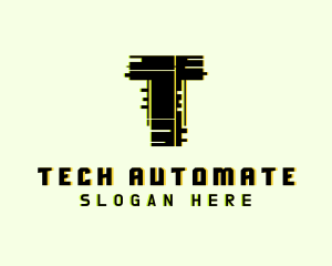 Tech Glitch Letter T logo design