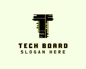 Tech Glitch Letter T logo design