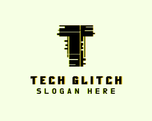 Tech Glitch Letter T logo design