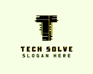 Tech Glitch Letter T logo design