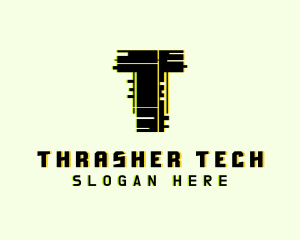 Tech Glitch Letter T logo design