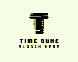 Tech Glitch Letter T logo design