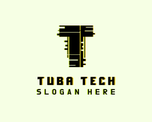 Tech Glitch Letter T logo design