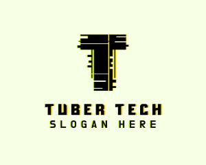 Tech Glitch Letter T logo design