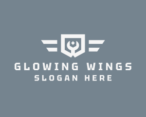 Wrench Wings Shield logo design