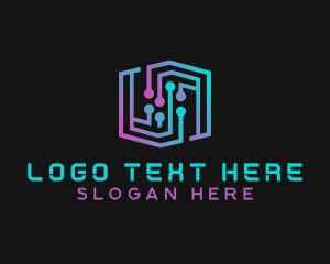 App - Cyber Geometric Hexagon logo design