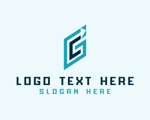 Moving - Blue Arrow Letter G logo design