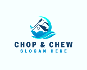 Pressure Washing Cleaning House Logo