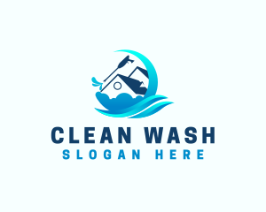 Pressure Washing Cleaning House logo design