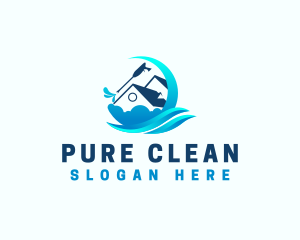 Pressure Washing Cleaning House logo design