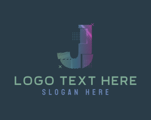 Techno - Modern Glitch Letter J logo design