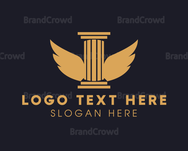 Wings Greek Pillar Column Logo