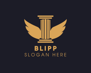 Wings Greek Pillar Column Logo