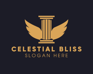 Wings Greek Pillar Column logo design