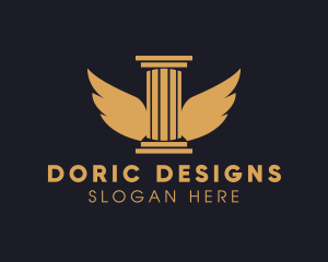 Doric - Wings Greek Pillar Column logo design