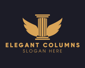 Wings Greek Pillar Column logo design