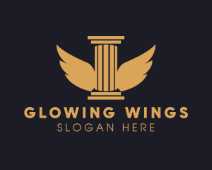 Wings Greek Pillar Column logo design