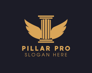 Wings Greek Pillar Column logo design