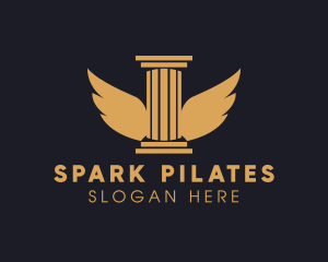 Archangel - Wings Greek Pillar Column logo design