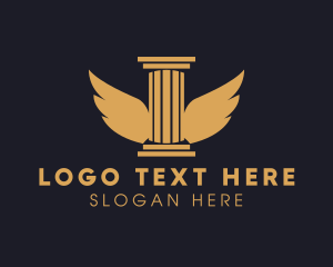 Heaven - Wings Greek Pillar Column logo design