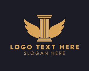 Wings Greek Pillar Column Logo