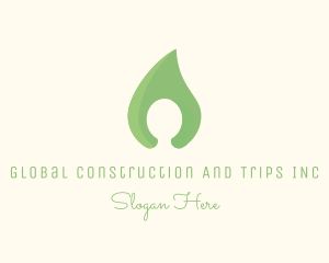 Vegan - Green Leaf Silhouette logo design