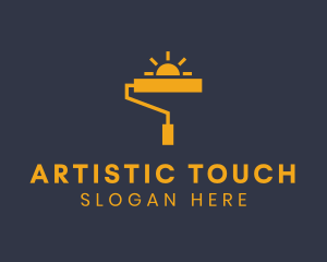 Yellow Paint Roller Sun logo design