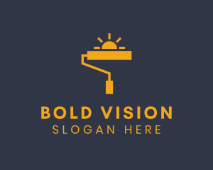 Yellow Paint Roller Sun logo design