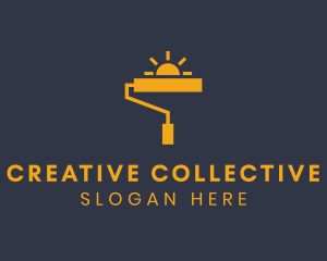 Yellow Paint Roller Sun logo design