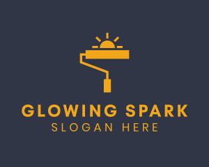 Yellow Paint Roller Sun logo design