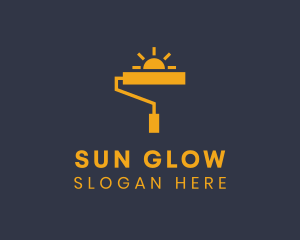 Yellow Paint Roller Sun logo design