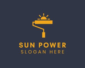 Yellow Paint Roller Sun logo design