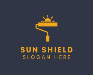 Yellow Paint Roller Sun logo design