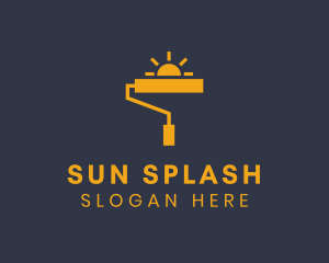 Yellow Paint Roller Sun logo design