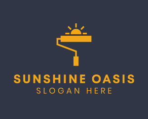 Yellow Paint Roller Sun logo design