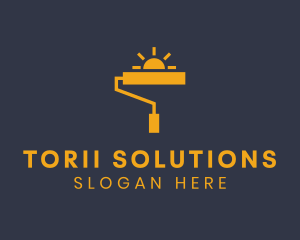 Yellow Paint Roller Sun logo design