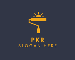 Yellow Paint Roller Sun logo design