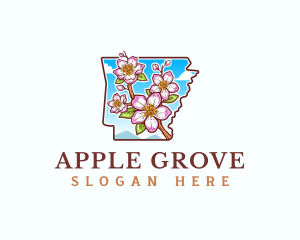 Arkansas Apple Blossom Flower logo design