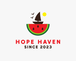 Trip - Sail Boat Watermelon logo design